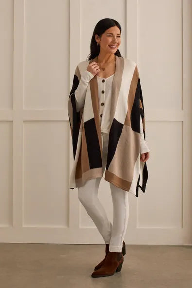 Cream top poncho sweater