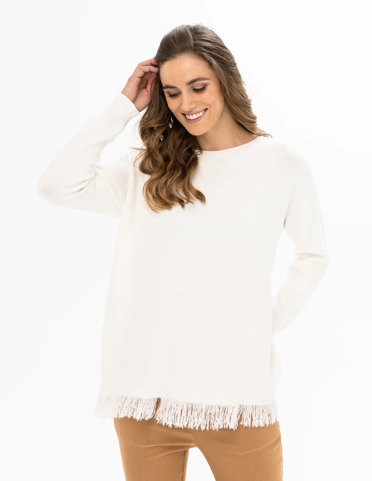 Frayed deals white sweater