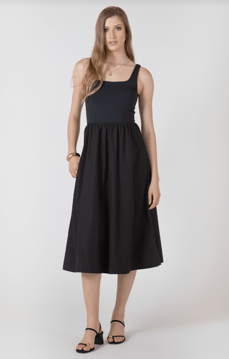 mixed fabric midi dress BT2722511 Mixed Fabric Midi Dress
