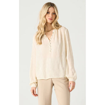 BT2423701 Half-Placket Jacquard Blouse