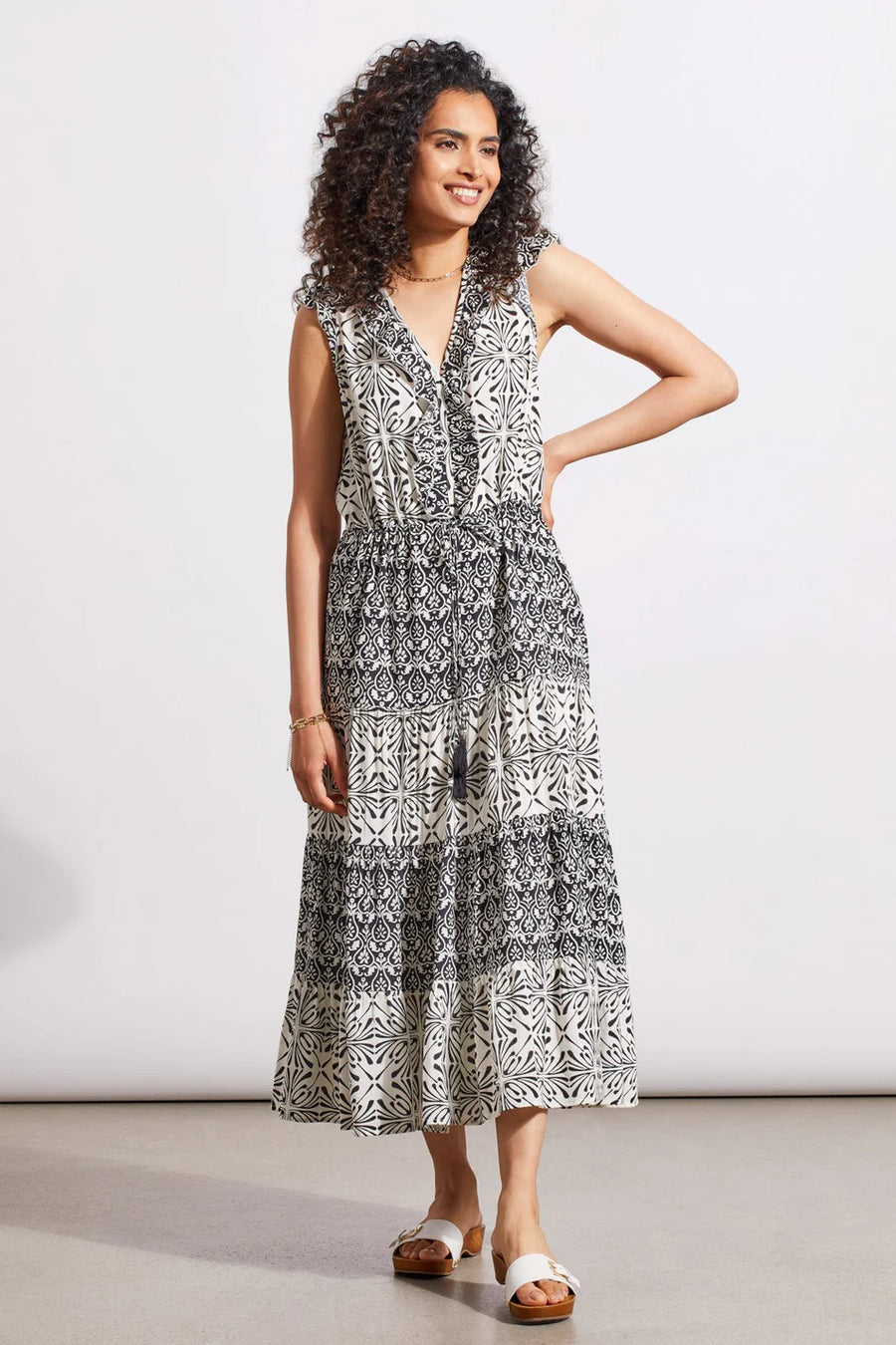 TR888o Lined Combo Print Dress