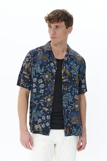 MT30208064Klampo Deep Blue Floral Pattern