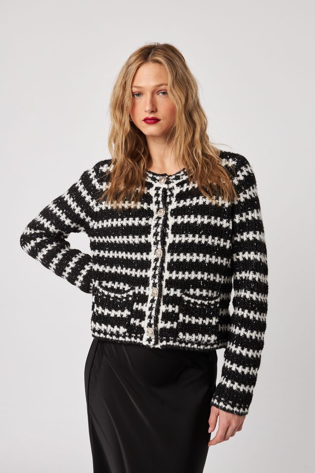 JJ581 Henri Sparkle Stripe Cardigan