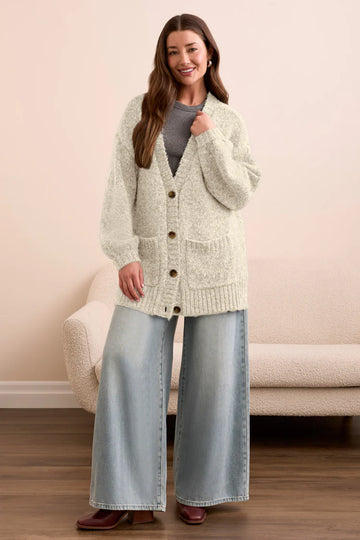 TR5962o Oversize Puff Sleeve Cardigan