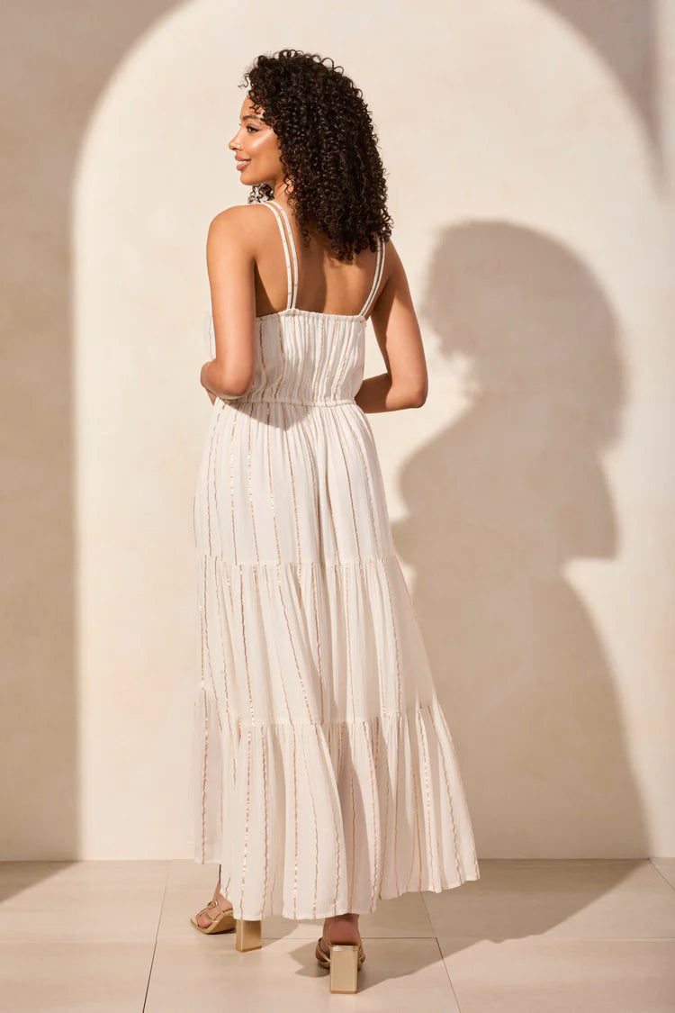 TR922o Lined Dress W/Fancy Crochet Applique