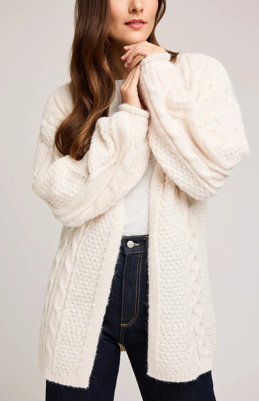 GFX2508-3128 Betty Long Open Cardigan