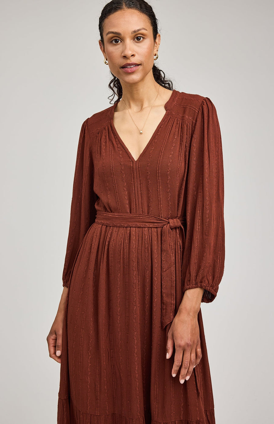GF25098783 Monroe Long Ruffle Hem Dress