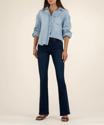 KUT1240MA2 Natalie Mid Rise Flare 5 Pockets