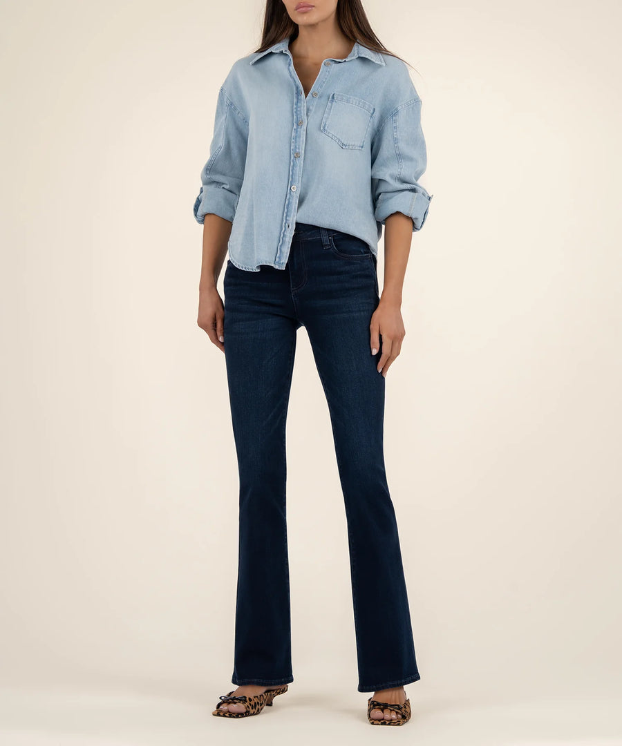 KUT1240MA2 Natalie Mid Rise Flare 5 Pockets