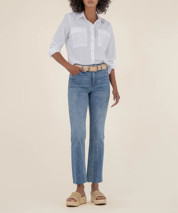 KUT1574MAB1 Kelsey High Rise Fab AB Ankle Flare Inset Leg