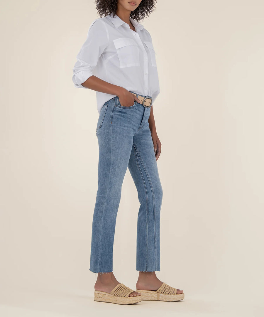 KUT1574MAB1 Kelsey High Rise Fab AB Ankle Flare Inset Leg