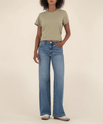 KUT1705MC8 Jean High Rise Wide Leg Clean Hem
