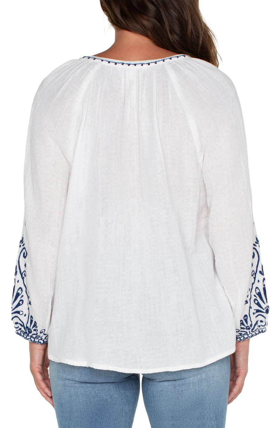 LP8B71 3/4 Sleeve Embroidered Peasant Top