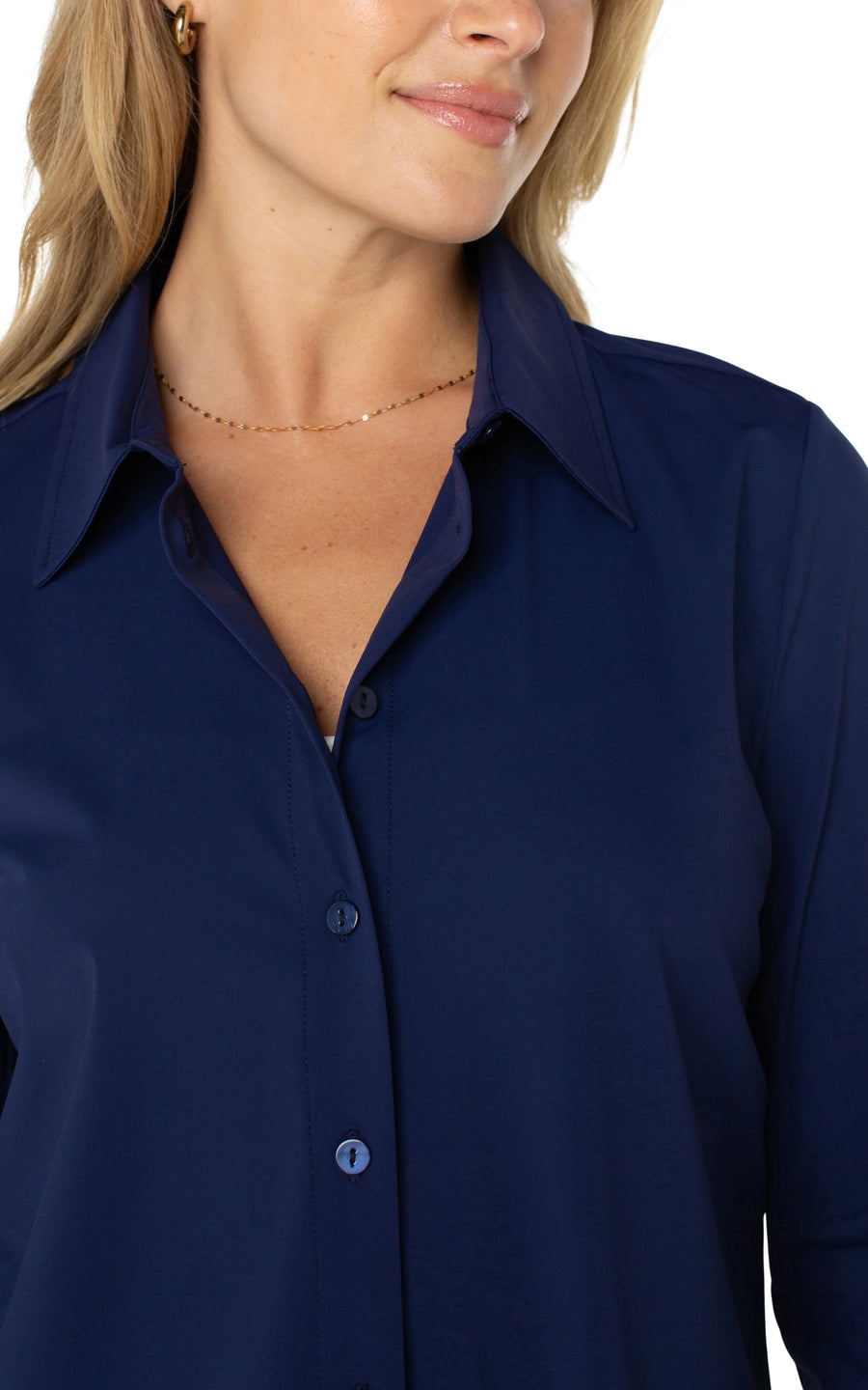 LP8E25 L/S Button Front Knit Blouse