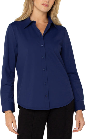 LP8E25 L/S Button Front Knit Blouse