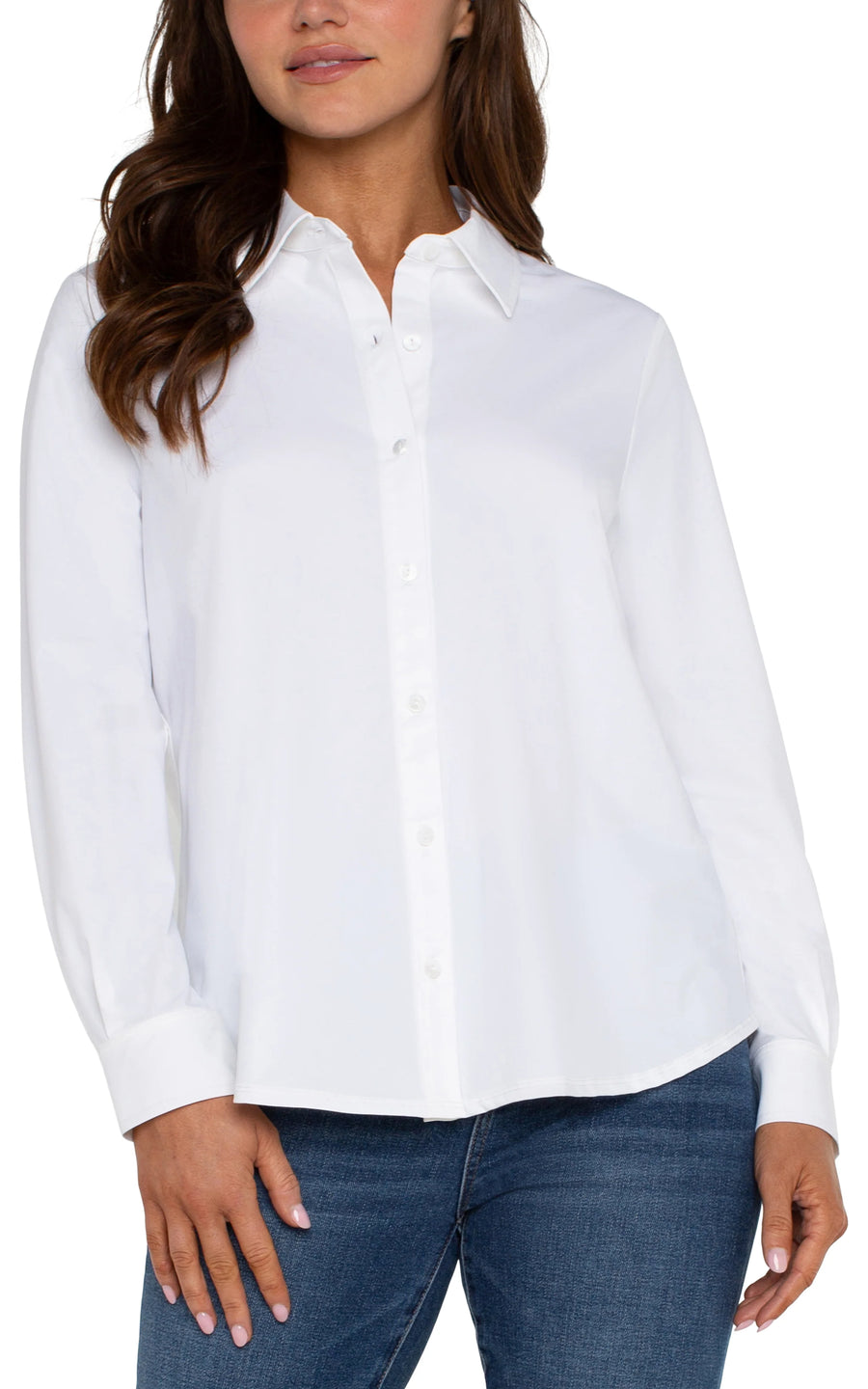 LP8E25 L/S Button Front Knit Blouse
