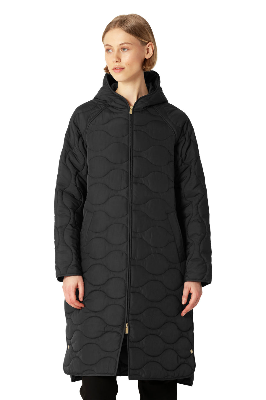IJQuilted08 Long Quilt Hooded Jacket