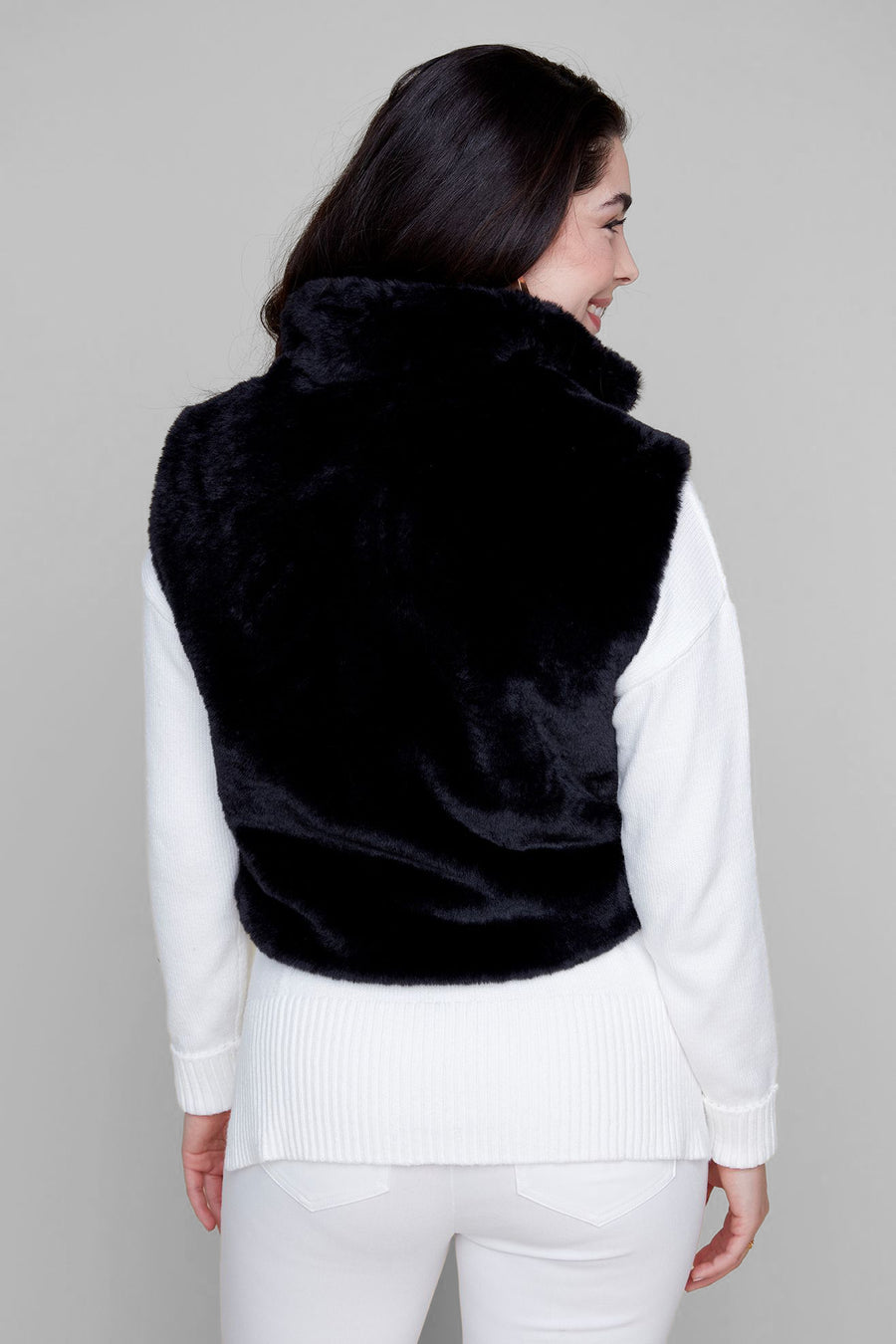 REN3879 Cropped Faux Fur Vest