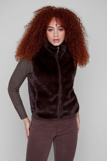 REN3879 Cropped Faux Fur Vest