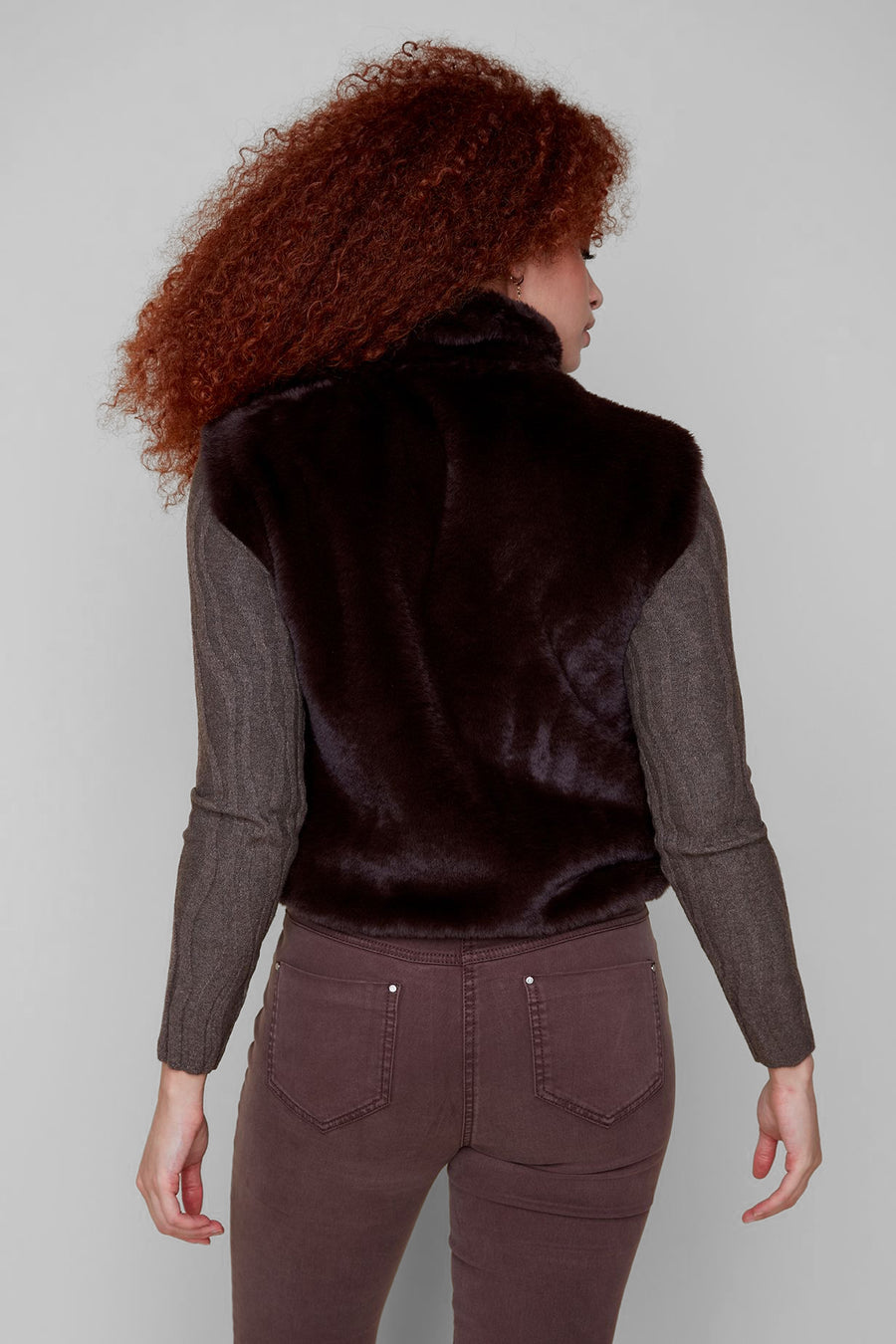 REN3879 Cropped Faux Fur Vest
