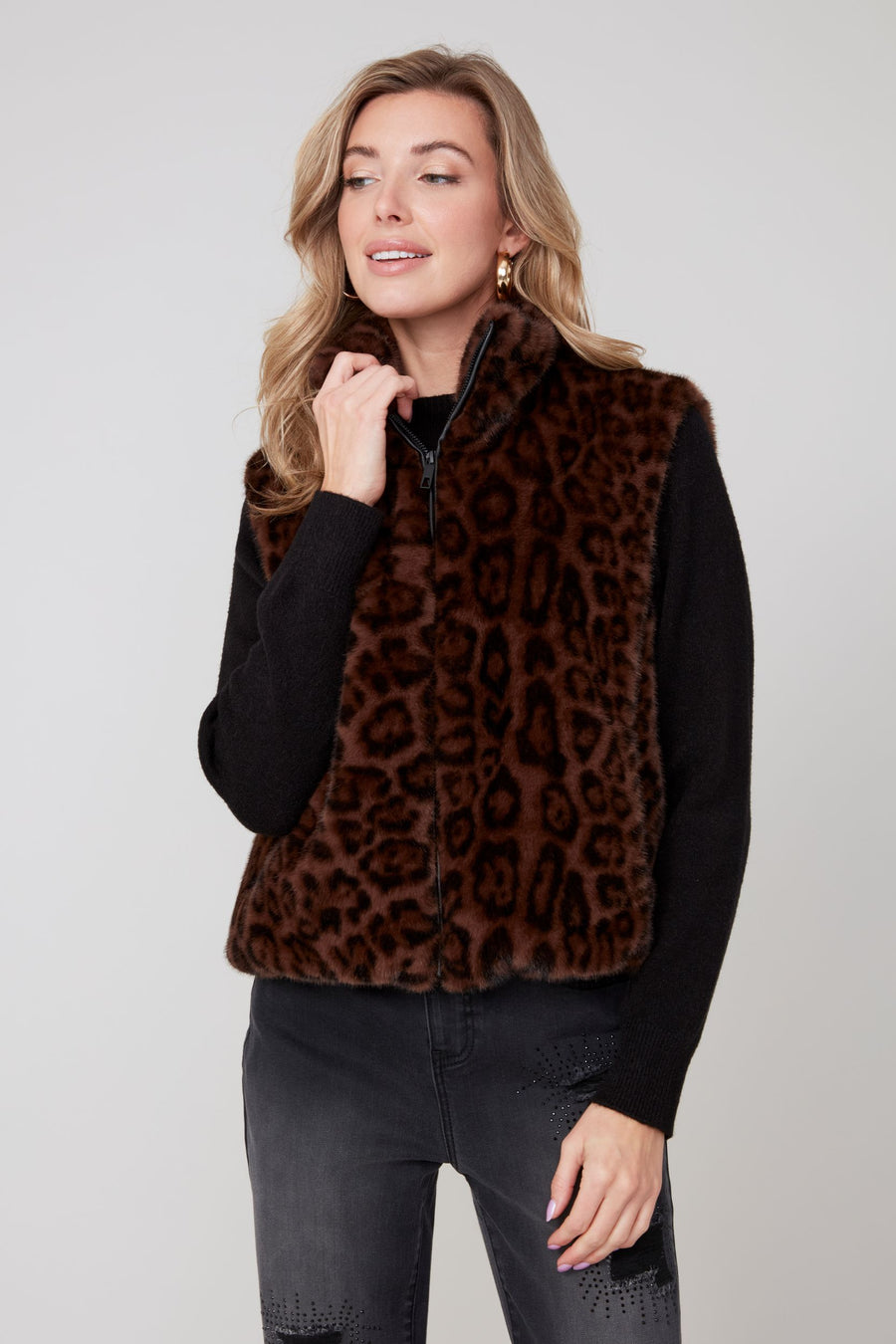 REN3879 Cropped Faux Fur Vest
