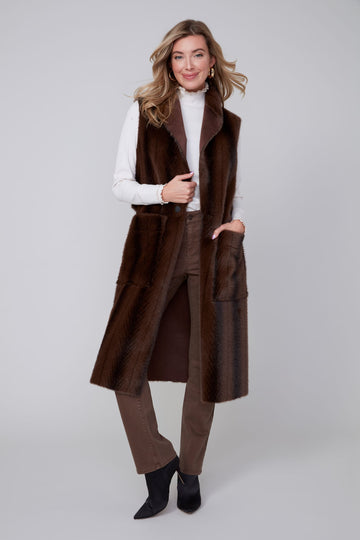 REN3925 Long Faux Fur Vest
