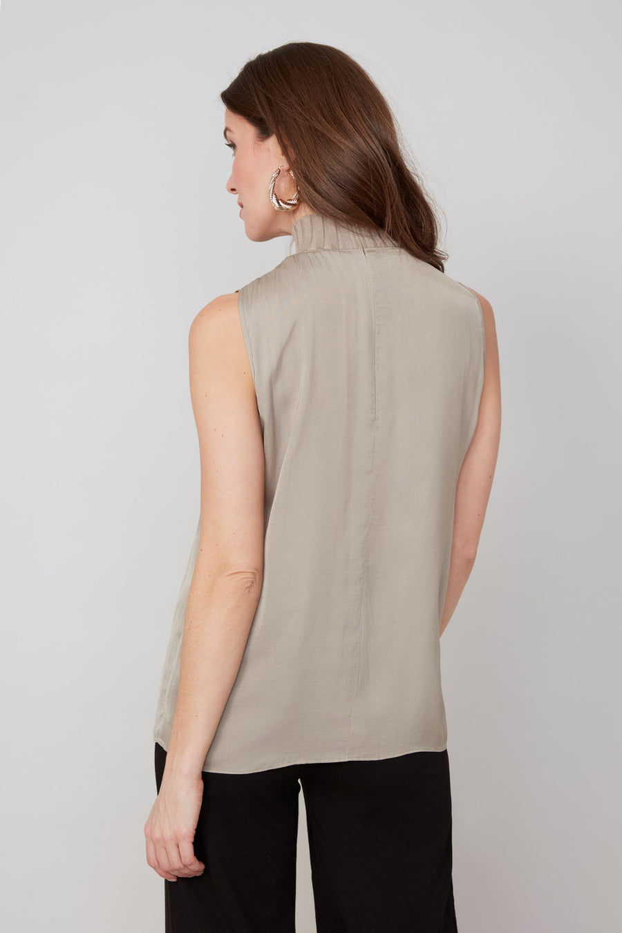 REN5118 Mock Neck Satin Top