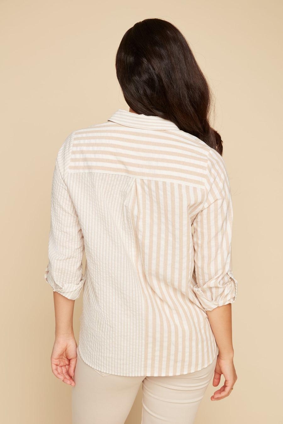 REN5166 L/S Mixed Stripe Pattern Blouse