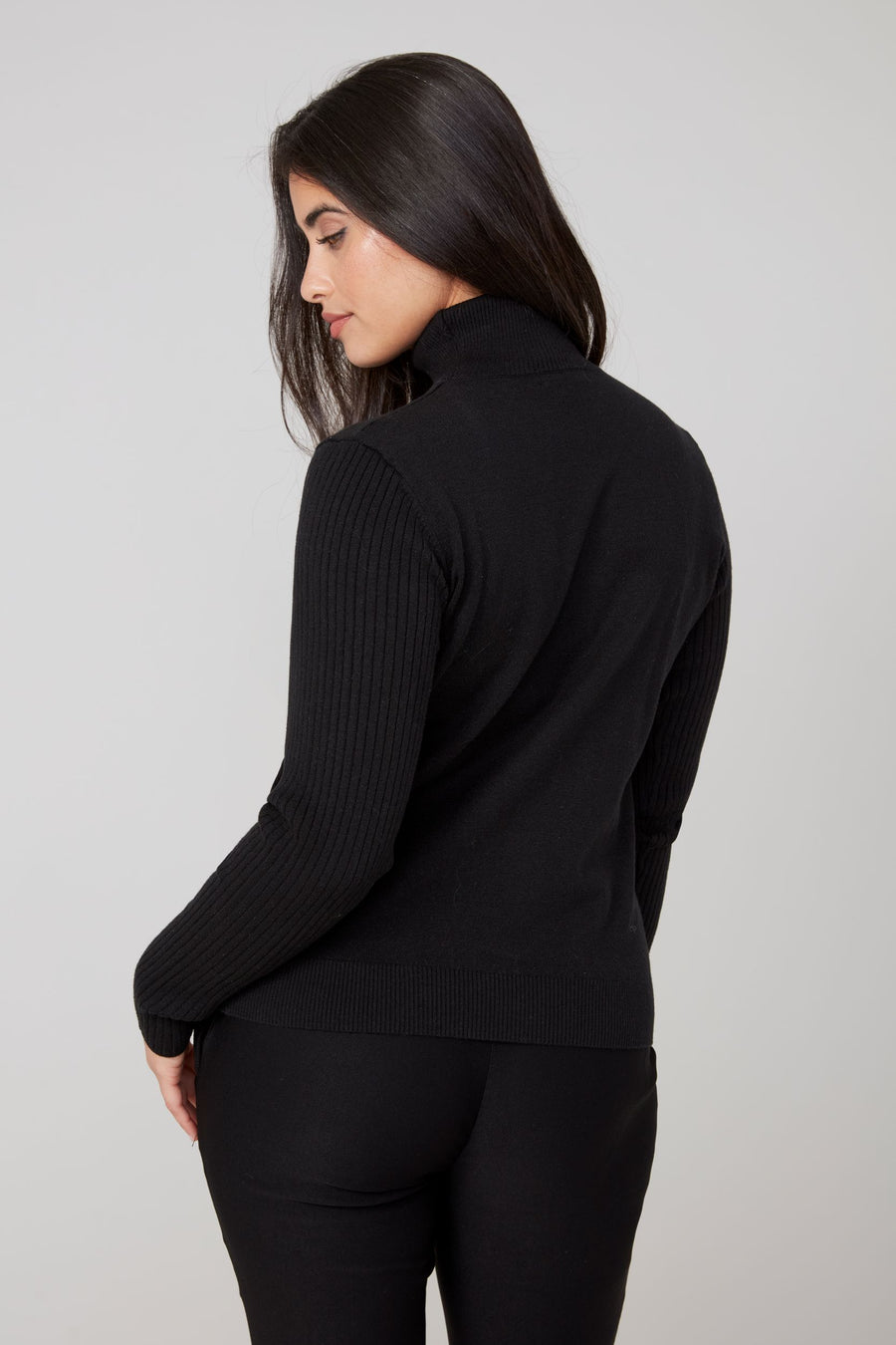 REN6947 Ribbed Sleeve Turtleneck Sweater