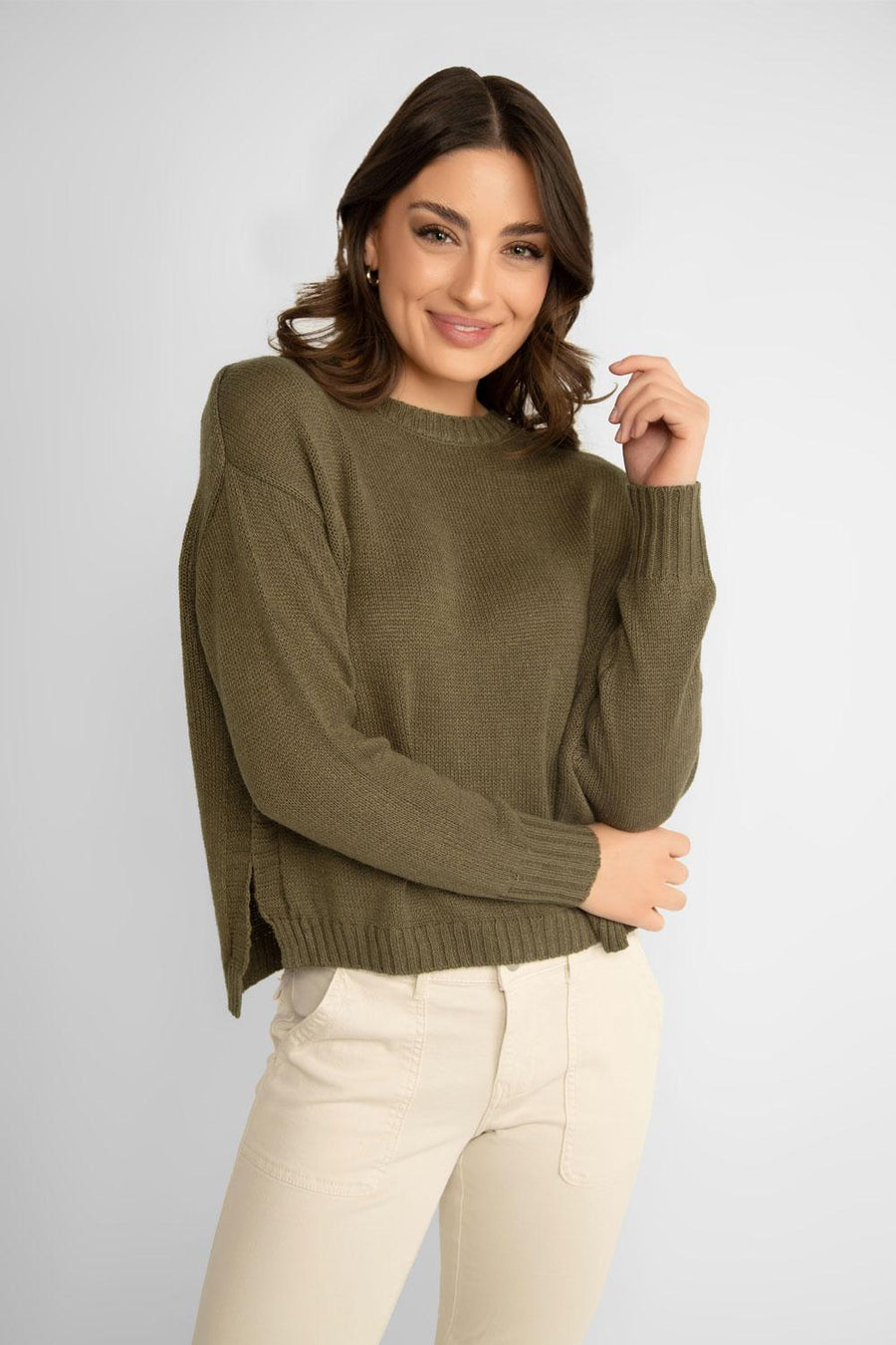 REN6841 Knit Sweater W/Side Slits