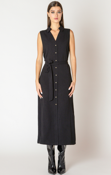 BT2622566 Sleeveless Belted Shirt Dress