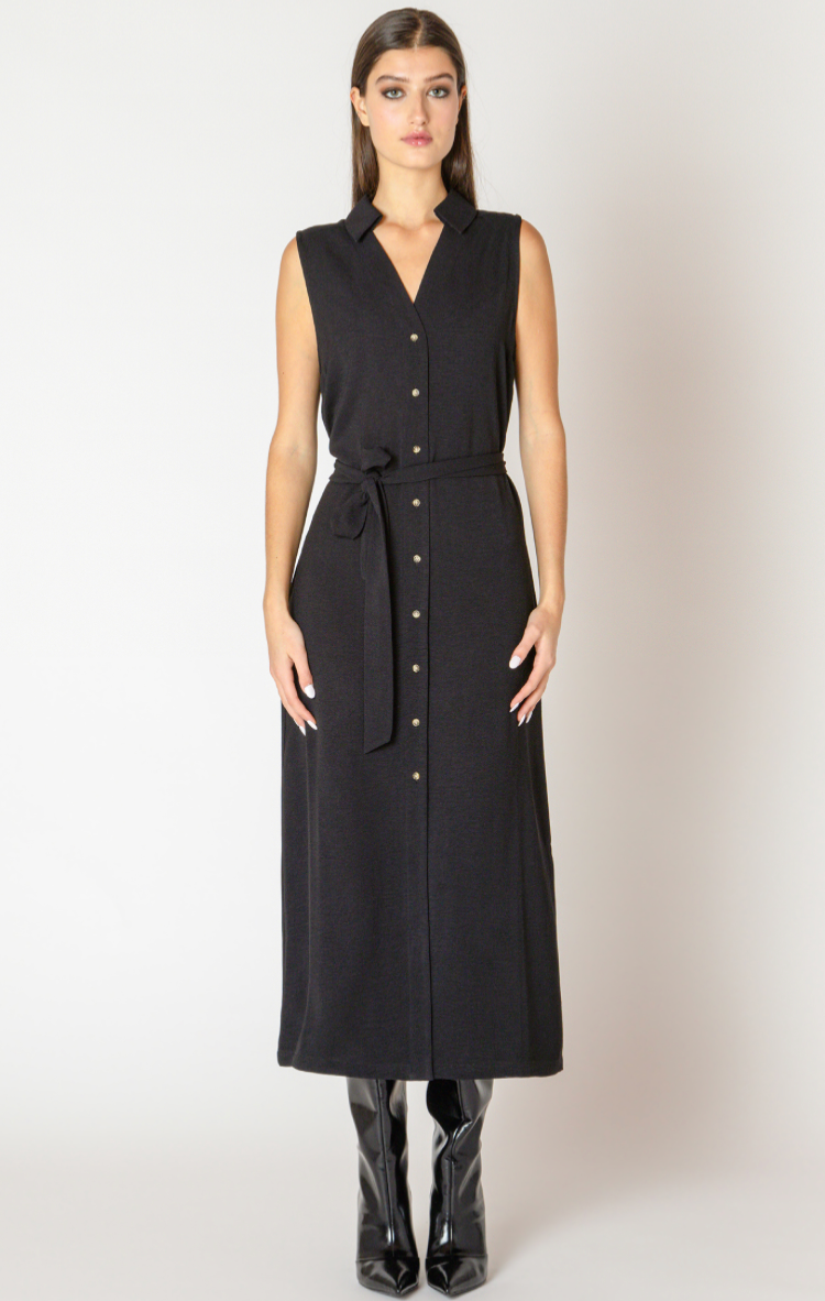 BT2622566 Sleeveless Belted Shirt Dress