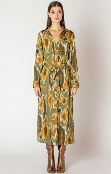 BT2622648 L/S Belted Midi Shirt Dress