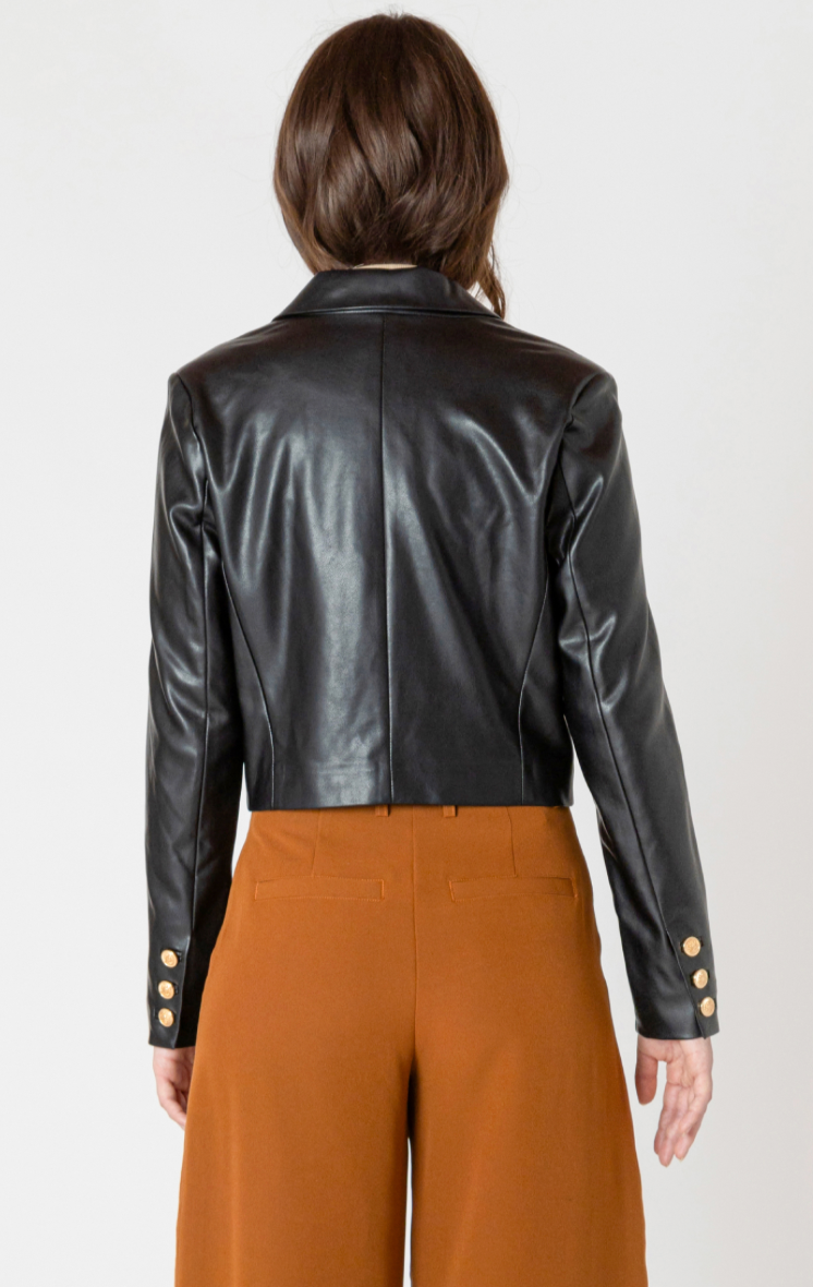 BT2629506 Faux Leather Cropped Jacket