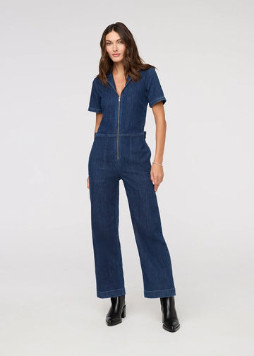 DR4590 Ladies Performance Denim Short Sleeve Jumpsuit