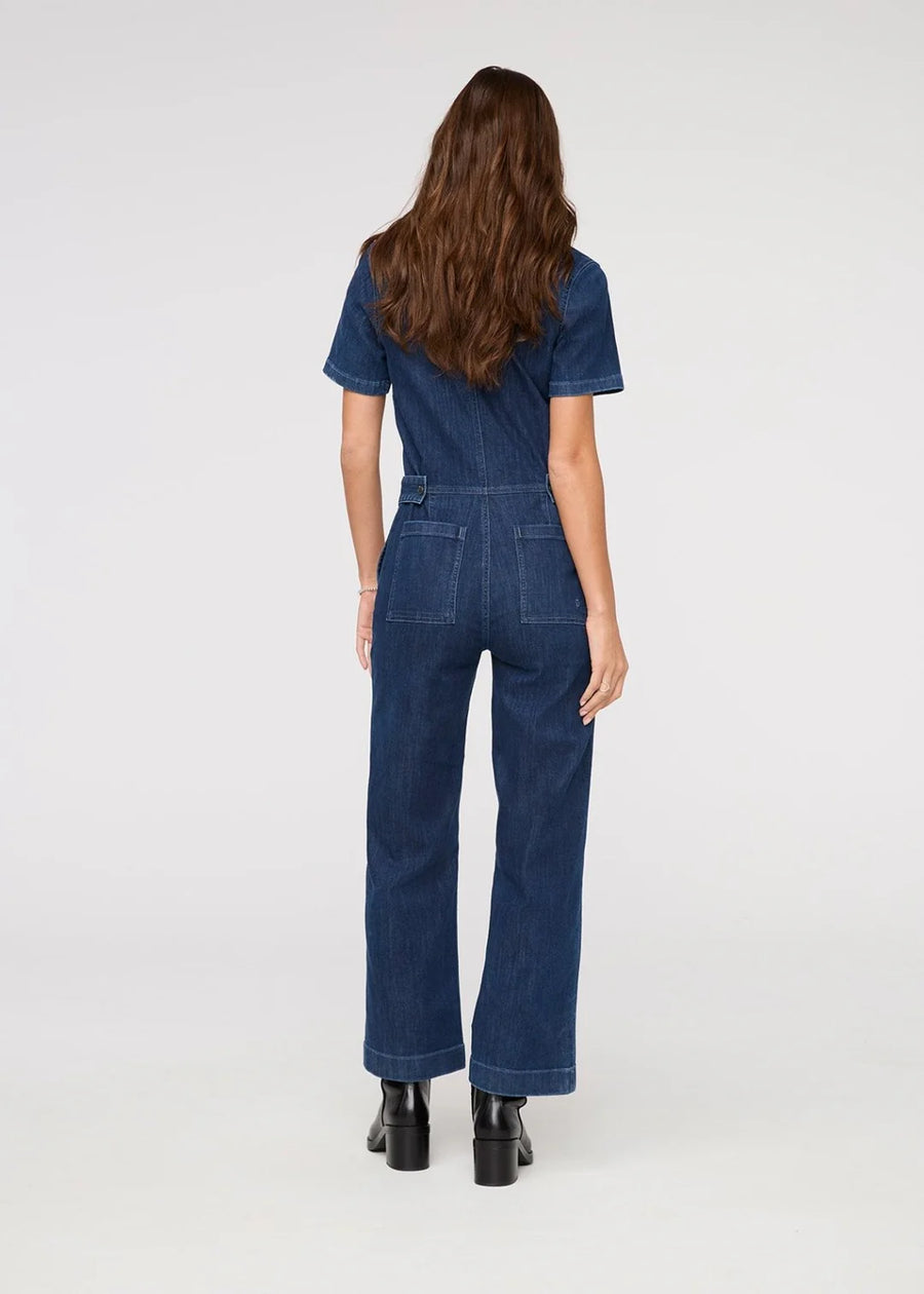 DR4590 Ladies Performance Denim Short Sleeve Jumpsuit