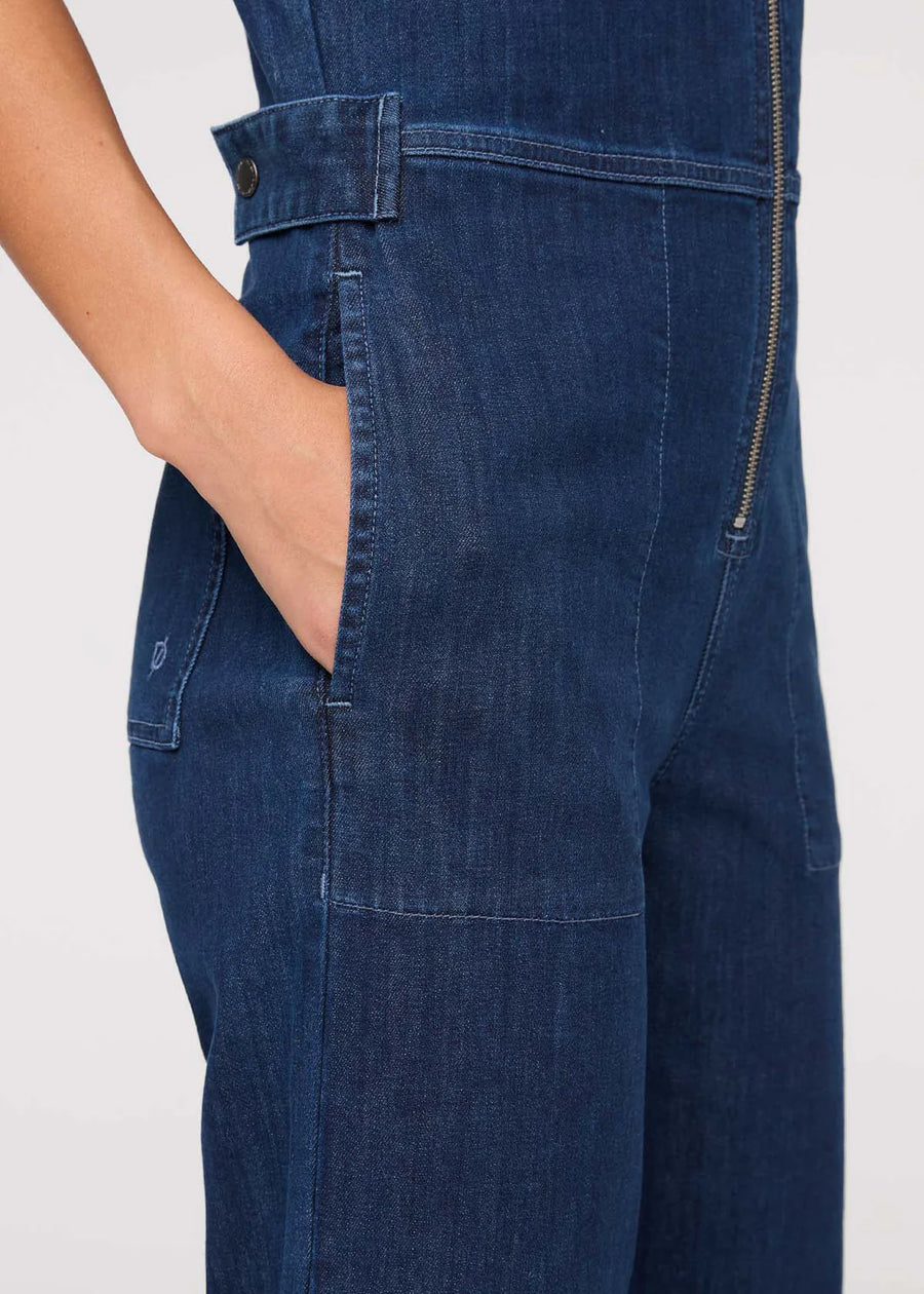 DR4590 Ladies Performance Denim Short Sleeve Jumpsuit