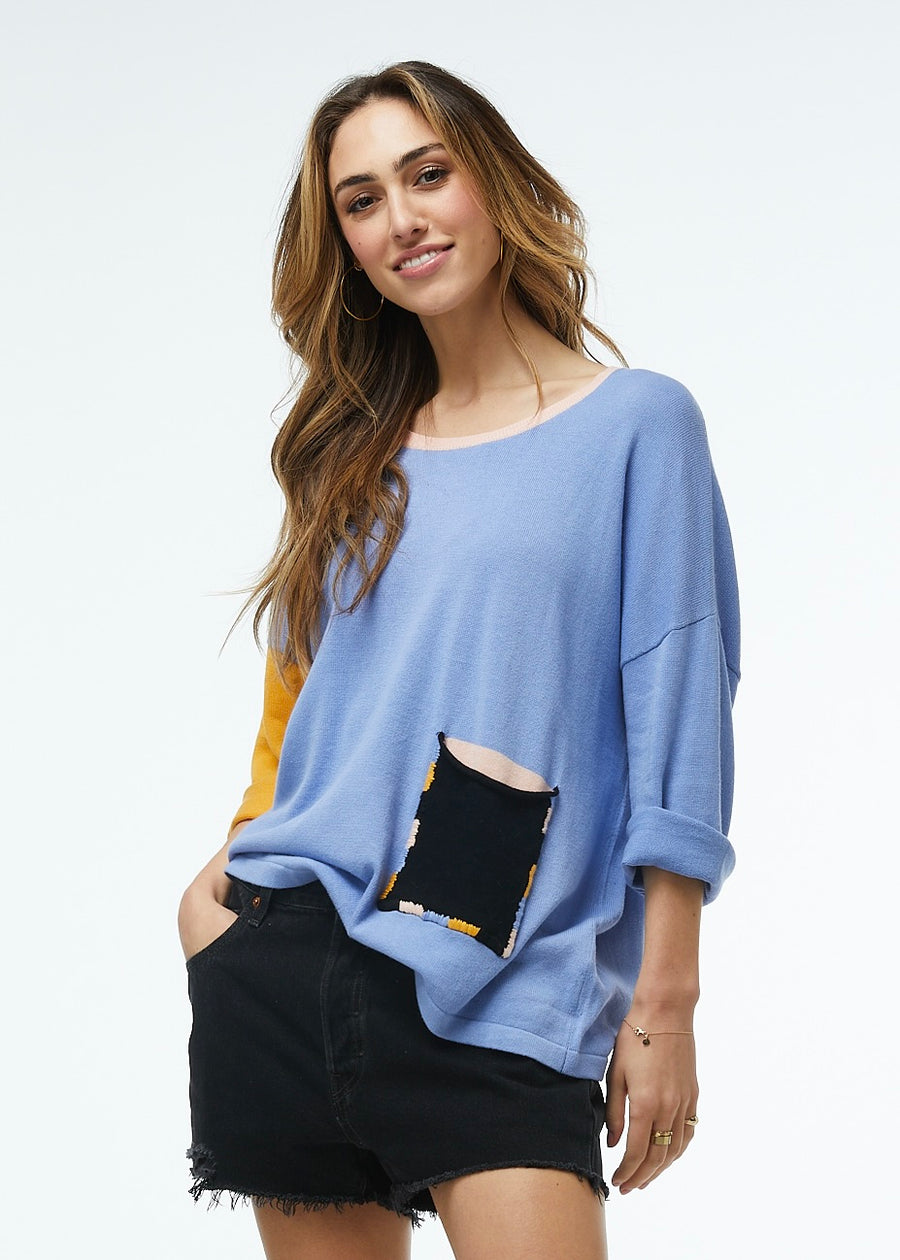 ZP4473u Color Block W/Pocket Sweater