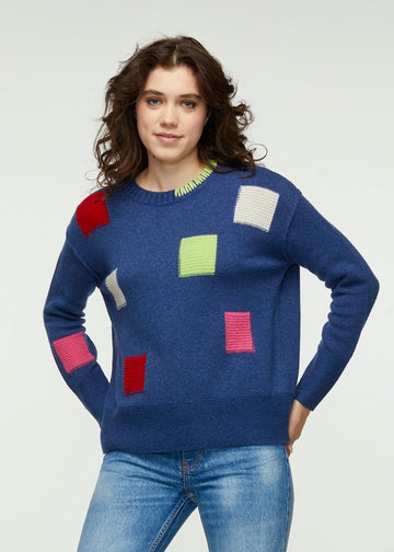 ZP5301 Knit Crew Neck Sweater W/Square Pattern