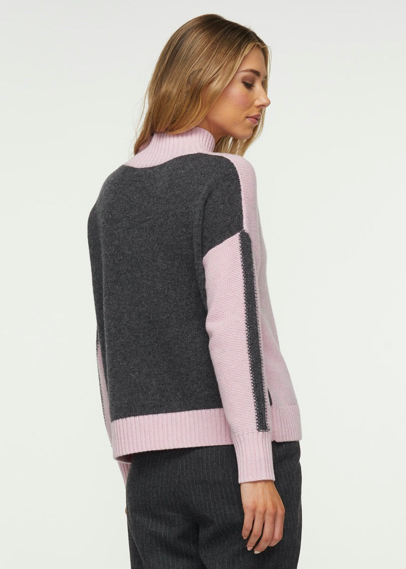 ZP5310 Mock Neck Knit Two Tone Sweater