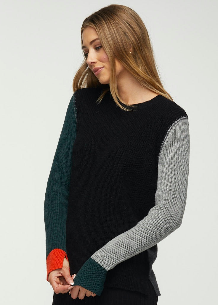 ZP5349 Knit Sweater W/Color Block Slvs