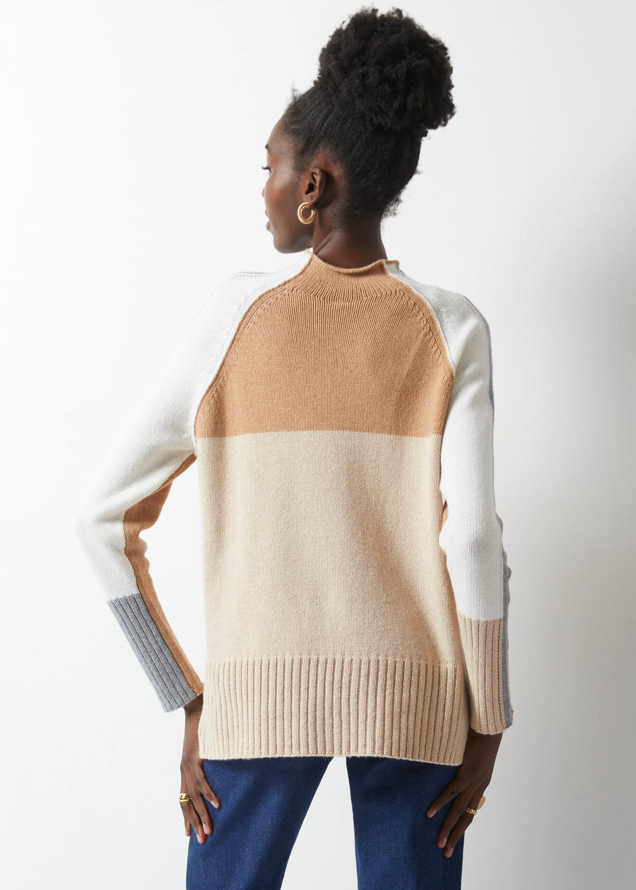 ZP6303 Intarsia Funnel Neck