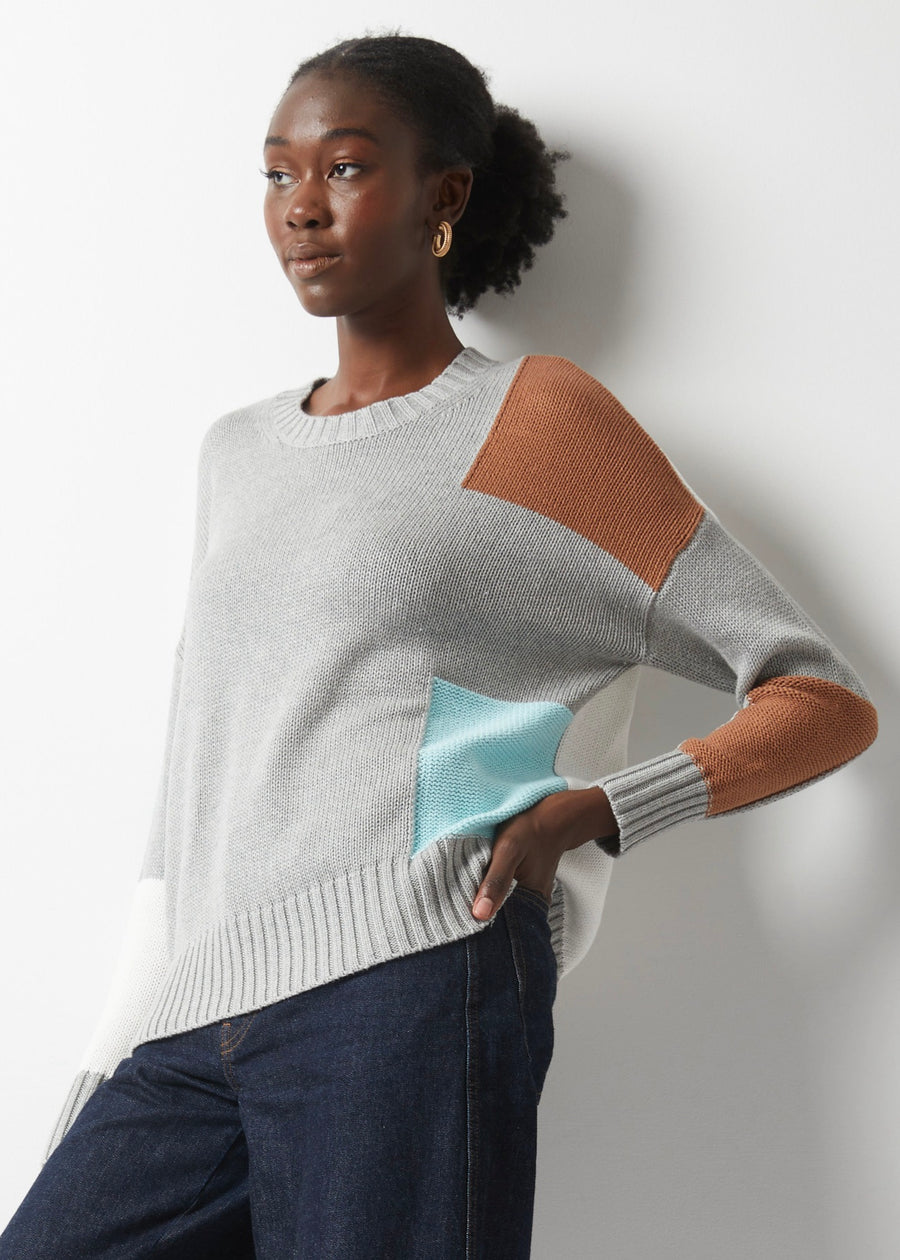 ZP6324 Intarsia Trim Sweater