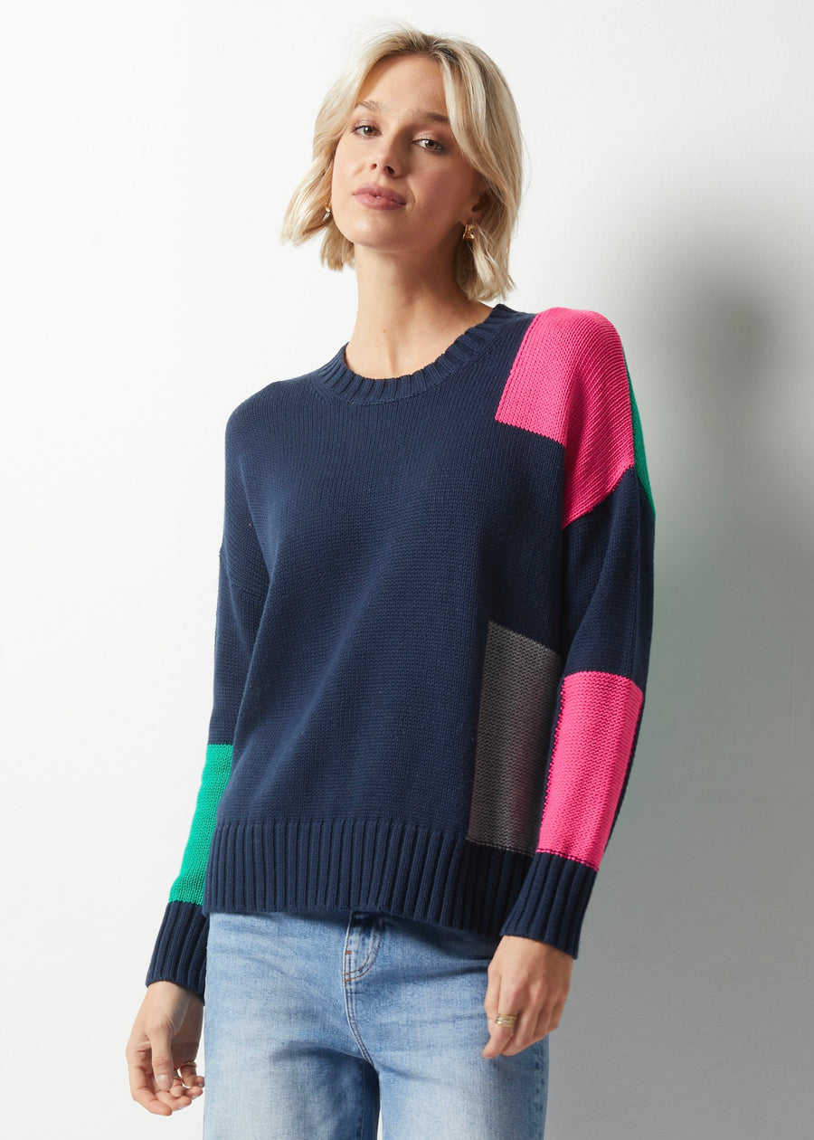 ZP6324 Intarsia Trim Sweater