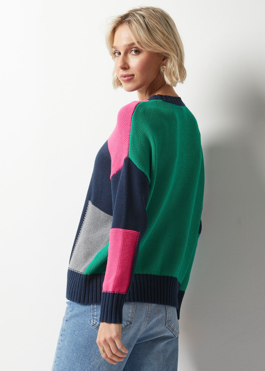 ZP6324 Intarsia Trim Sweater