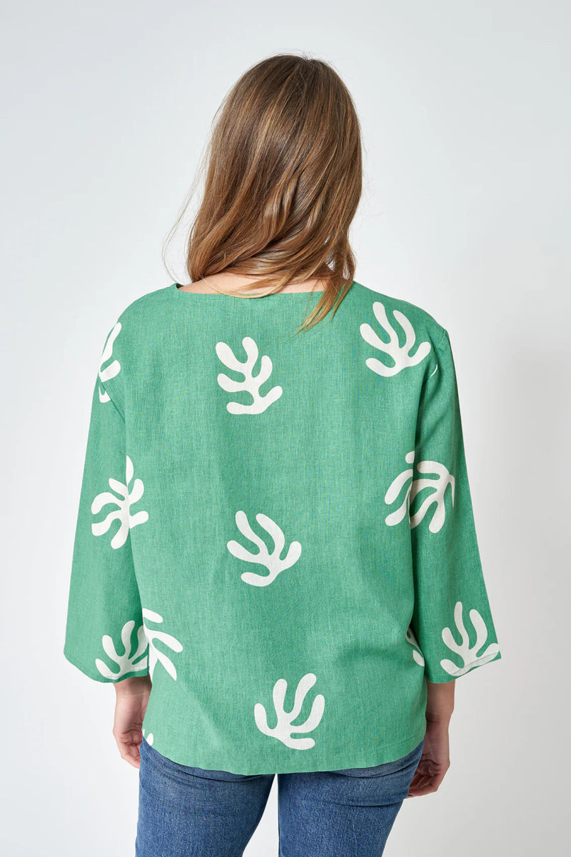 BAT1976 Wide Sleeve Linen Blouse - kc clothing