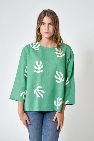 BAT1976 Wide Sleeve Linen Blouse - kc clothing