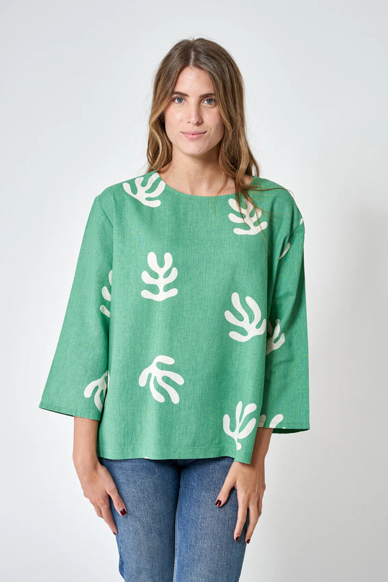 BAT1976 Wide Sleeve Linen Blouse - kc clothing