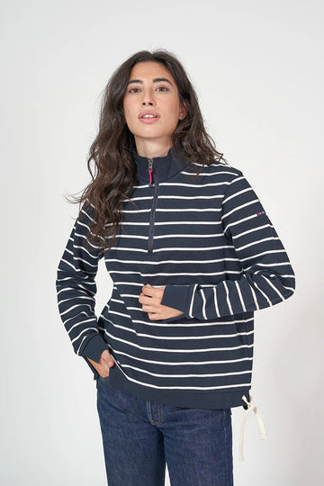 BAT2121 Women's Striped 1/4 Zip Sweatshirt - kc clothing