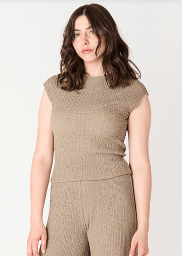 BT2524014 S/S Drop Shoulder Textured Top - kc clothing